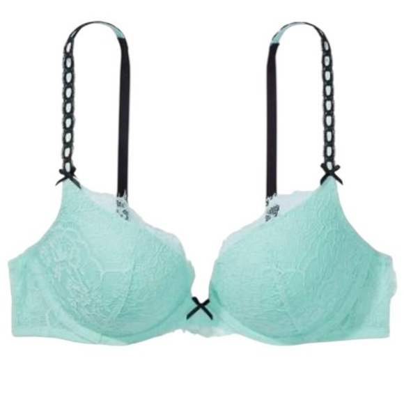 VICTORIA'S SECRET Dream Angels Lined Demi Light aqua Underwire bra 38DD/38E - Picture 3 of 11